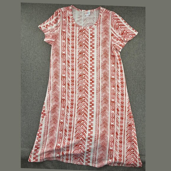 LulaRoe Swing Dress Short Sleeve Large Pockets Round Neck Tribal Print Stretchy - Picture 1 of 10